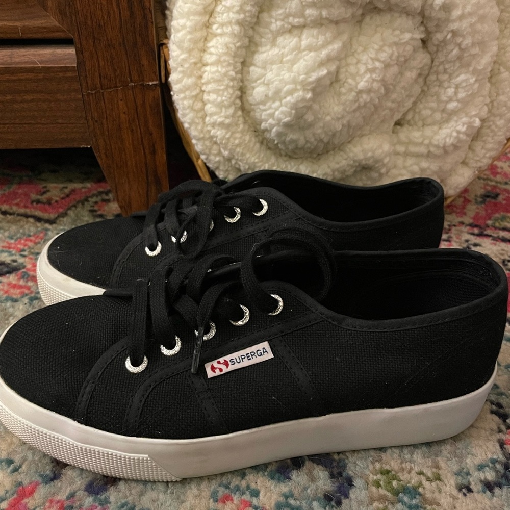 Black Canvas Superga Platforms - image 4